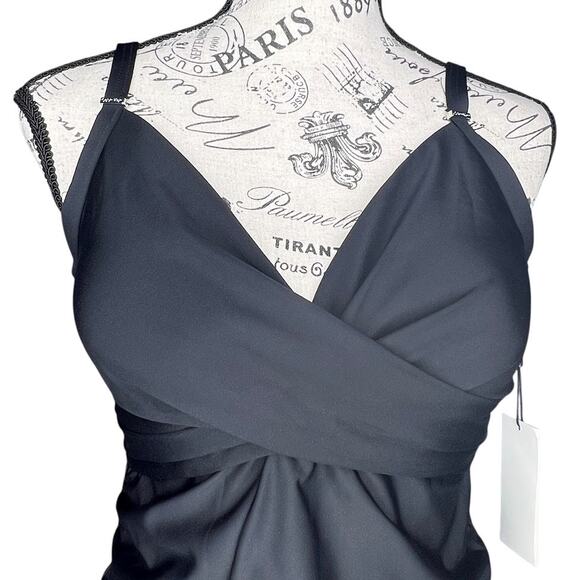 Calvin Klein LARGE Black Tankini Twist Front 4-Way Stretch 50+ SPF Swim Suit - Picture 8 of 11